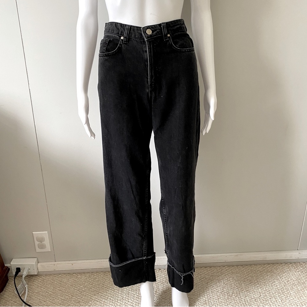 Zara Wide Leg Denim Jean Black